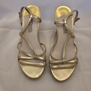 Michael Kors Gold Strappy Open-Toe Sandals